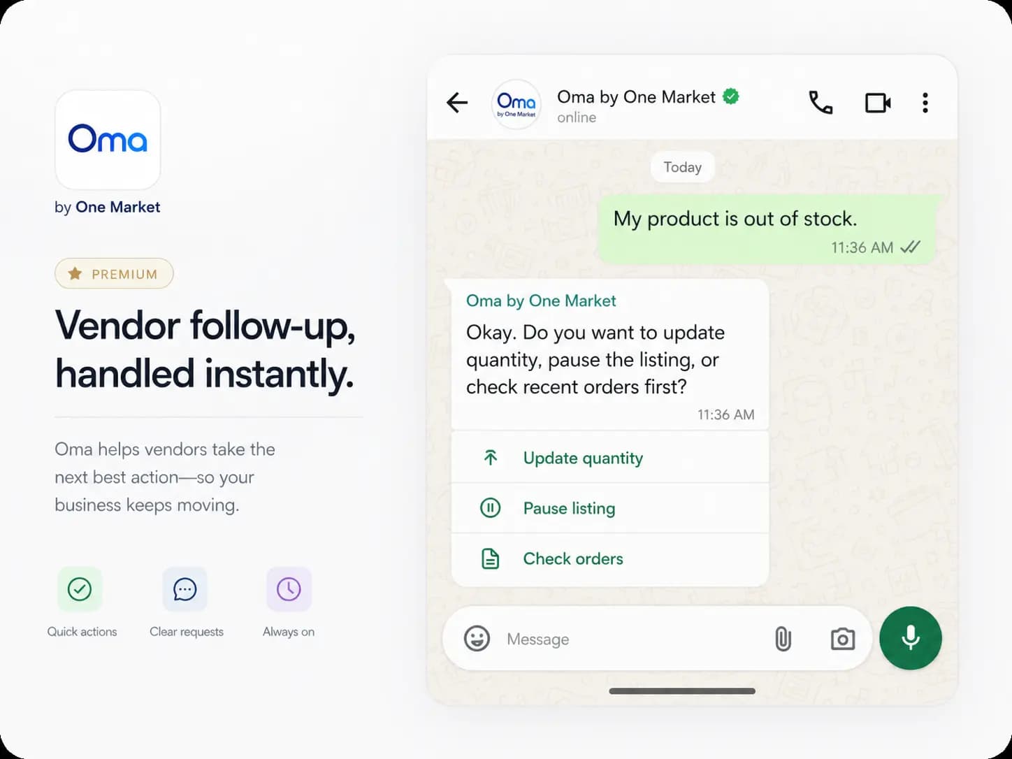 Oma vendor flow feature visual