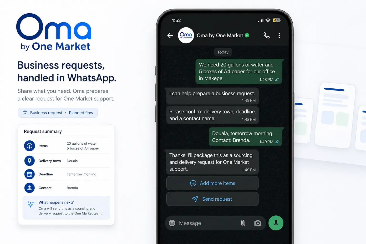 Oma business request use case visual